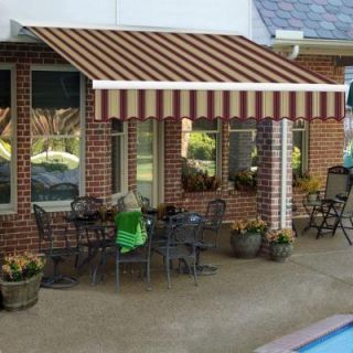 AWNTECH 18 ft. LX Destin with Hood Right Motor/Remote Retractable Acrylic Awning (120 in. Projection) in Burgundy/Tan Multi DTR18 398 BTM