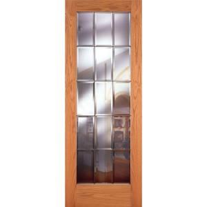 Feather River Doors 15 Lite Clear Bevel Zinc Woodgrain 1 Lite Unfinished Oak Interior Door Slab OM15012668Z375