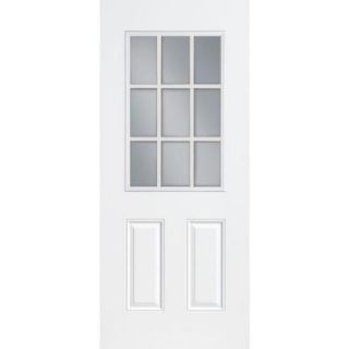 Masonite Premium 9 Lite Primed Steel Entry Door with No Brickmold 28362