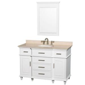 Wyndham Collection 48 in. Vanity in White with Marble Vanity Top in Ivory and Undermount Oval Sink WCV171748SWHIVUNRM24