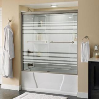 Delta Panache 59 3/8 in. x 56 1/2 in. Sliding Bypass Tub Door in Brushed Nickel with Frameless Transition Glass 159008