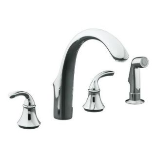 KOHLER Forte 8 in. 2 Handle Kitchen Faucet with Side Sprayer in Polished Chrome K 10445 CP