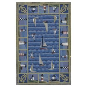 Kas Rugs Sail the Seas Blue 8 ft. x 10 ft. 6 in. Area Rug COL13358X106