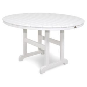 Trex Outdoor Furniture Monterey Bay Classic White 48 in. Round Patio Dining Table TXRT248CW