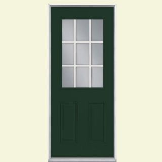 Masonite 9 Lite Painted Smooth Fiberglass Entry Door with No Brickmold 38359