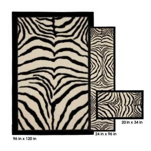 Mohawk Zebra Safarie Black 8 ft. x 10 ft. 3 Piece Rug Set 335496