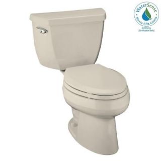KOHLER Wellworth Classic 2 Piece 1.0 GPF Pressure Lite Elongated Toilet Less Seat in Almond K 3531 47