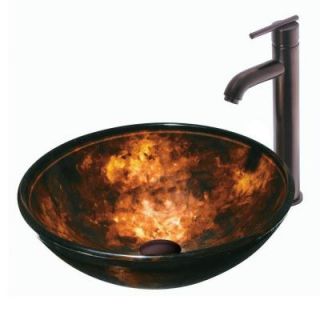 Vigo Fusion Vessel Sink in Brown and Gold and Faucet Set in Multicolors VGT101