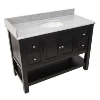 Foremost Gazette 49 in. Vanity in Espresso with Granite Vanity Top in Rushmore Grey with Single Bowl GAEA4822DRGT