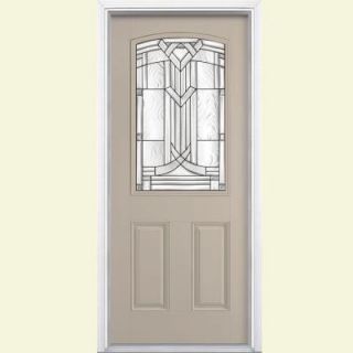 Masonite Chatham Camber Top Half Lite Painted Smooth Fiberglass Entry Door with Brickmold 33583