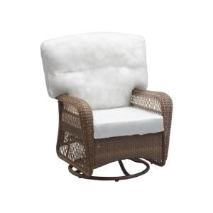Martha Stewart Living Charlottetown Brown All Weather Wicker Patio Swivel Rocker Lounge Chair with Bare Cushion 55 509556/44