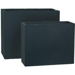 Pride Garden Products Origins Collection Stoney 24 in. and 20 in. Fiberclay Dark Gray Rectangle Planter Set 68660