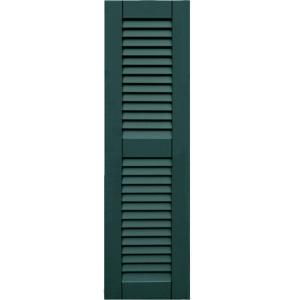 Winworks Wood Composite 12 in. x 42 in. Louvered Shutters Pair #633 Forest Green 41242633