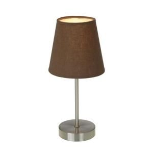 Simple Designs 11.42 in. Sand Nickel Basic Table Lamp with Brown Shade LT2013 BWN