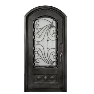 Iron Doors Unlimited Mara Marea 3/4 Lite Painted Silver Pewter Decorative Wrought Iron Entry Door IM4082LEPS