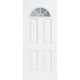 Masonite Premium Fan Lite Primed Steel Entry Door with No Brickmold 31843
