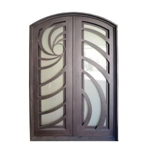 Trento Iron Doors Contemporary Full Lite Dark Bronze Wrought Iron Entry Door TR Contemporary 2