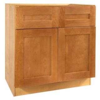 Home Decorators Collection Assembled 36x34.5x24 in. Sink Base Cabinet with False Drawer Front in Hargrove Cinnamon SB36 HCN