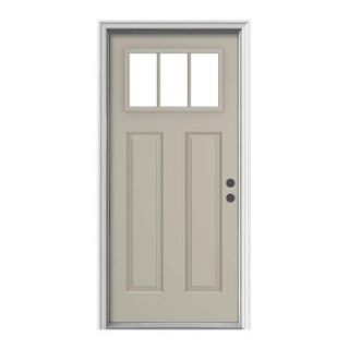 JELD WEN Premium 3 Lite Craftsman Painted Steel Entry Door with Brickmold N11661