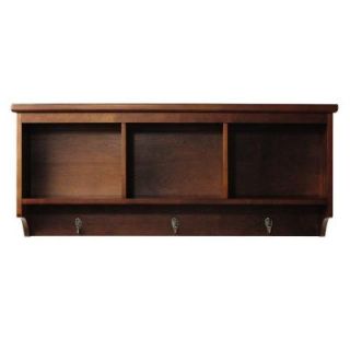 Home Decorators Collection Wellman 8.5 in. W x 38 in. L Dark Cherry Wall Shelf with 3 Hooks 1158110920