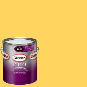 Glidden DUO 1 gal. #GLY03 01S Dazzling Daffodil Semi Gloss Interior Paint with Primer GLY03 01S