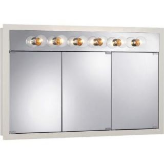 NuTone Granville 48 in. W x 30 in. H x 4.75 in. D Surface Mount Medicine Cabinet in Classic White with Six Bulb Light 755387X