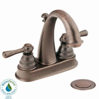 MOEN Kingsley 4 in. 2 Handle High Arc Bathroom Faucet in Oil Rubbed Bronze with Drain Assembly 6121ORB