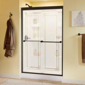 Delta Crestfield 47 3/8 in. x 70 in. Sliding Bypass Shower Door in Oil Rubbed Bronze with Frameless Mission Glass 159138