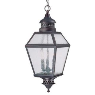 Illumine 3 Light Outdoor Hanging English Bronze Lantern with Pale Cream Seeded Glass CLI SH202853205
