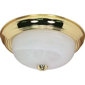 Glomar 2 Light Polished Brass 11 in. Flush Mount with Alabaster Glass HD 213