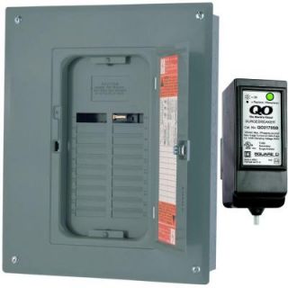 Square D by Schneider Electric QO 125 Amp 20 Space 20 Circuit Indoor Main Lugs Load Center with Cover and Ground Bar with Surge Breaker SPD QO120L125GCSB