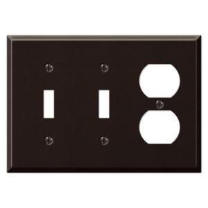 Creative Accents Steel 2 Toggle 1 Outlet Wall Plate   Antique Bronze 9AZ116