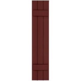 Winworks Wood Composite 12 in. x 56 in. Board and Batten Shutters Pair #650 Board and Batten Red 71256650