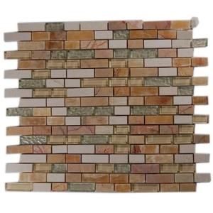 Splashback Tile Fields of Gold Blend 12 in. x 12 in. x 8 mm Marble and Glass Mosaic Floor and Wall Tile (1 sq. ft.) FIELDS OF GOLD
