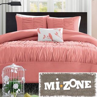 Mi Zone Mizone Lorena 4 piece Duvet Cover Set Orange Size Twin
