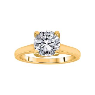 1 CT. Round Diamond Solitaire 14K Yellow Gold Ring, Yellow/Gold, Womens