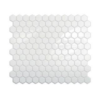 10 in. x 10 in. Peel and Stick Hexagon Mosaic Backsplash in White SM1038 1