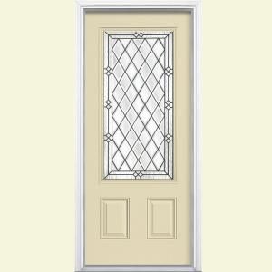 Masonite Halifax Three Quarter Rectangle Painted Smooth Fiberglass Entry Door with Brickmold 45289