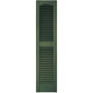 Builders Edge 12 in. x 52 in. Louvered Vinyl Exterior Shutters Pair in #283 Moss 010120052283