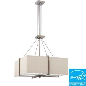 Glomar 2 Light Square Pendant with Khaki Fabric Shade Finished in Hazel Bronze   (2) 13w GU24 Lamps Included HD 4067