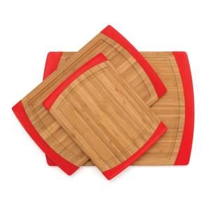 Lipper International Bamboo 3 Piece Set Nonslip Cutting Boards in Red 8313R