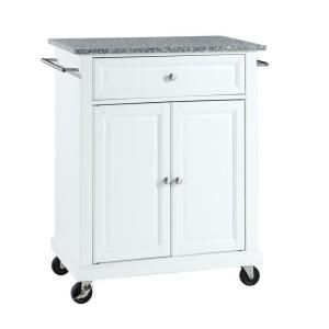 Crosley 28 1/4 in. W Solid Granite Top Mobile Kitchen Island Cart in White KF30023EWH