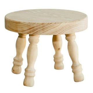 Houseworks Unfinished Wood Decor Round Stool with Turned Legs 94607