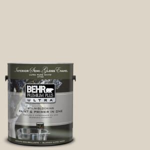 BEHR Premium Plus Ultra 1 gal. #UL170 14 Canvas Tan Interior Semi Gloss Enamel Paint 375001