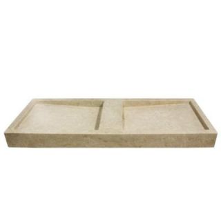 Imperial Top Mount Travertine 47x16x4 0 Hole Invisible Double Bowl Kitchen Sink in Beige 2220001TBE16