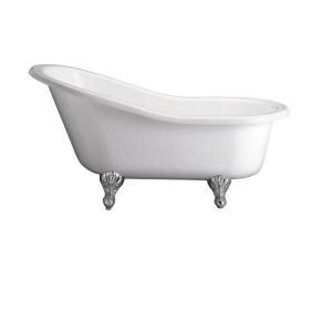 Pegasus 5 ft. Acrylic Polished Chrome Ball and Claw Feet Slipper Tub in White ATS60 WH CP