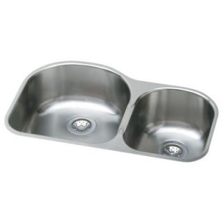 Elkay Lustertone Undermount Stainless Steel 31 1/4x20x10 Double Bowl Kitchen Sink ELUH311910R