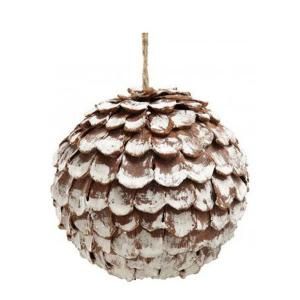 Home Decorators Collection 4.5 in. H Frosted Brown Snowy Pinecone Ornament (Set of 2) DISCONTINUED 1814610820