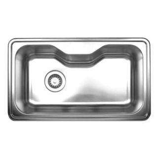 Whitehaus Drop In Stainless Steel 33 1/2x19 3/4x9 0 Hole Single Bowl Kitchen Sink in Brushed Stainless Steel WHNDA3016 BSS