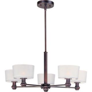 Illumine 5 Light 15 in. Oil Rubbed Bronze Single Tier Chandelier with Frosted Glass Shade HD MA41854223